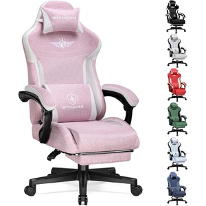 image:imageGTPLAYER Gaming Chair with Footrest Big and Tall Game Chair High Back Computer Office Chair with Lumbar Support for Adults Ergonomic Swivel Games Chair with Cushion Gaming Fabric PinkPink